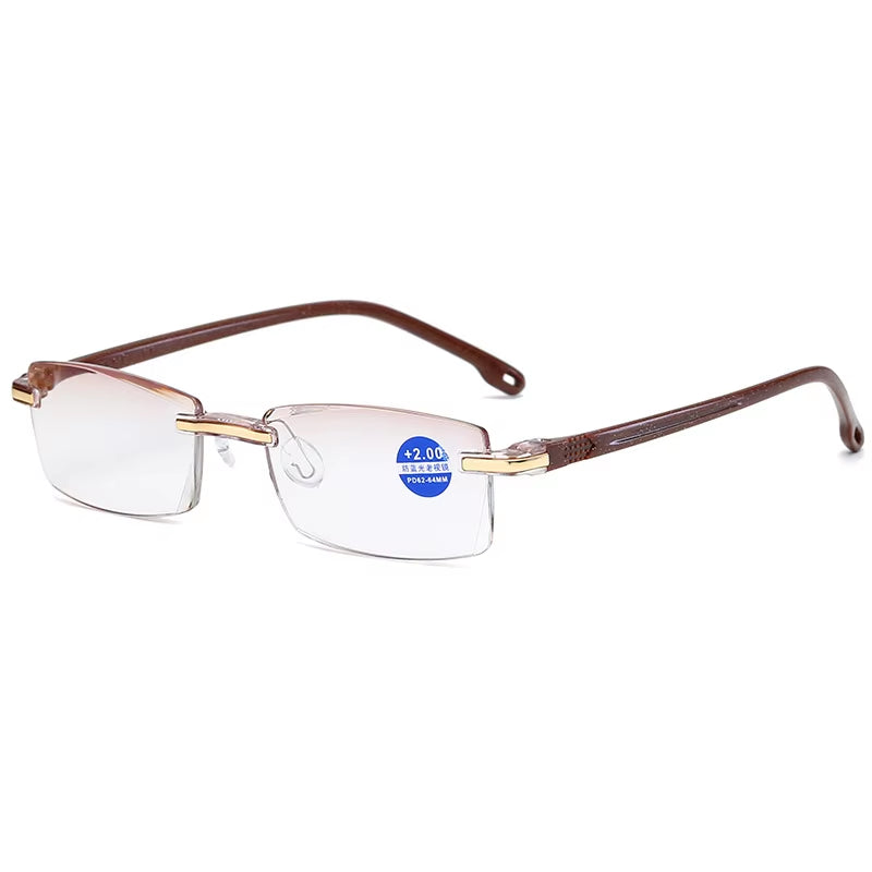 Rimless Anti-Blue Light Bifocal Progressive Reading Glasses for Men and Women - Vintage Prescription Eyewear
