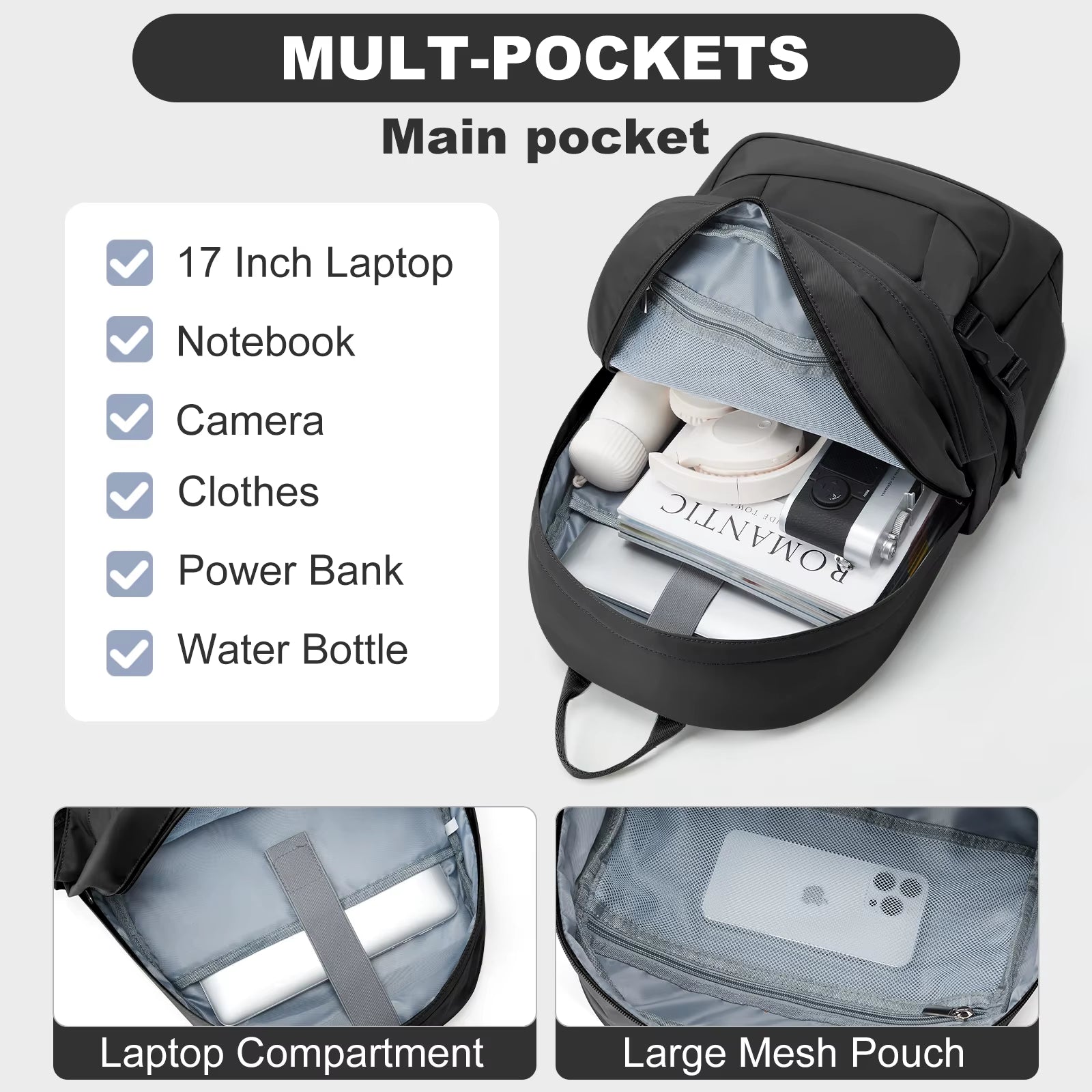 Versatile Large Waterproof Travel Backpack for Women & Men - Perfect for Hiking, School, and Outdoor Adventures