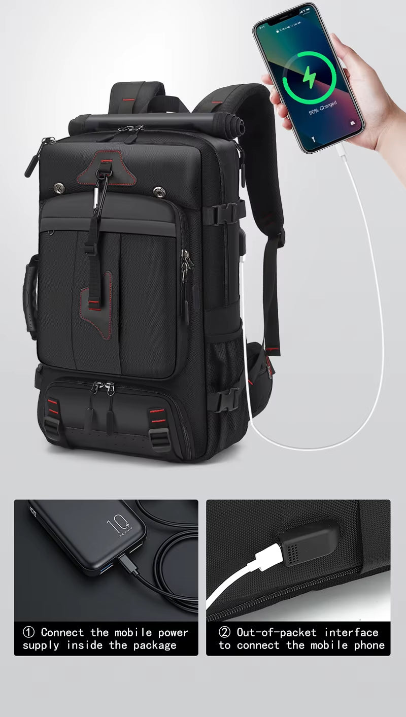 Stylish 17.3" Waterproof Business Backpack - Spacious Three-Layer Design for Travel & Work
