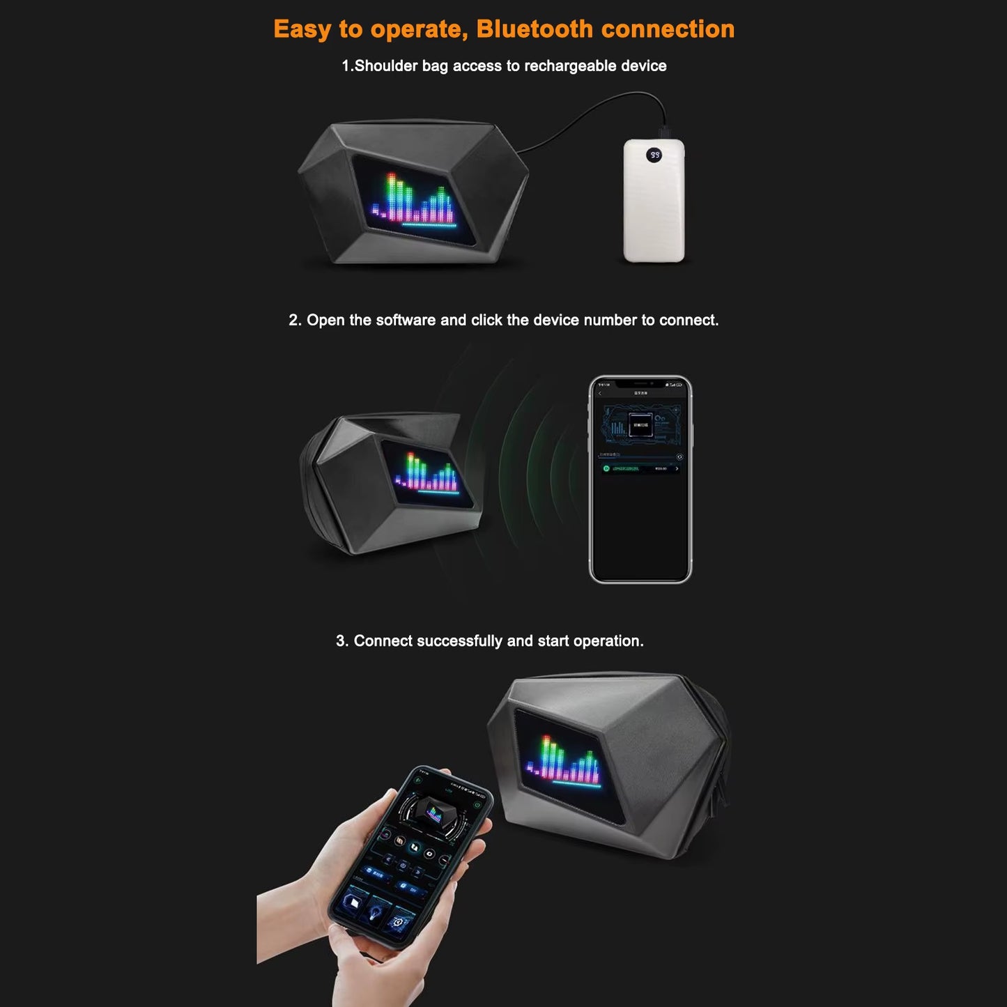 Versatile LED DIY Waterproof Bluetooth Backpack - Perfect for Travel, Cycling, and Business Adventures!