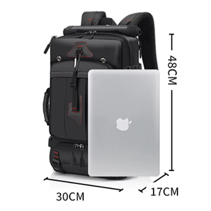 Stylish 17.3" Waterproof Business Backpack - Spacious Three-Layer Design for Travel & Work